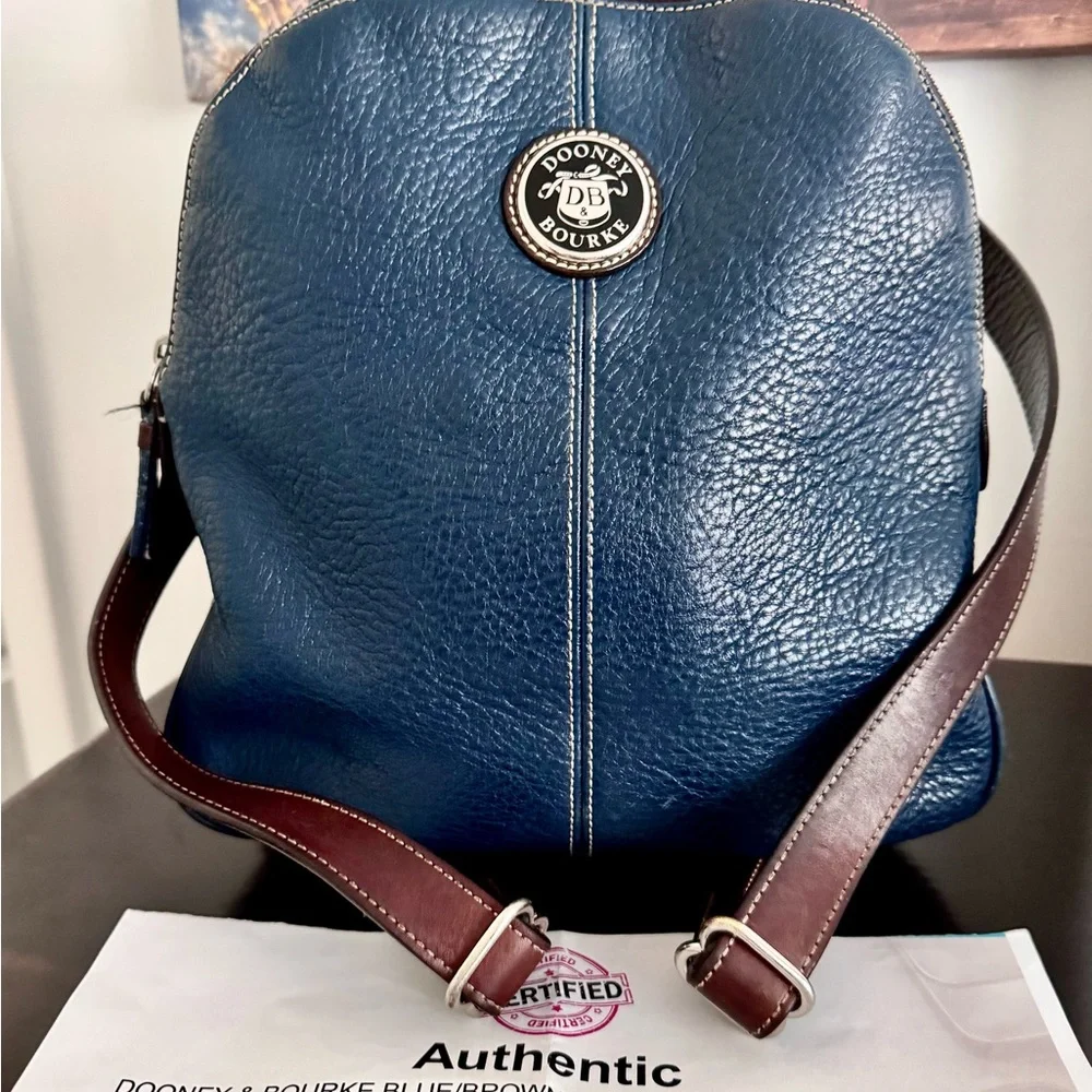 Dooney & Bourke Pebble Grain Blue Leather Backpack w/ COA EUC